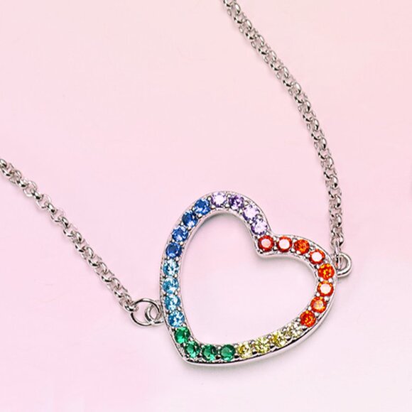 25 Sterling Silver Multicolor Heart Gemstone Bracelet, Charmed Aroma Rainbow - Picture 1 of 4
